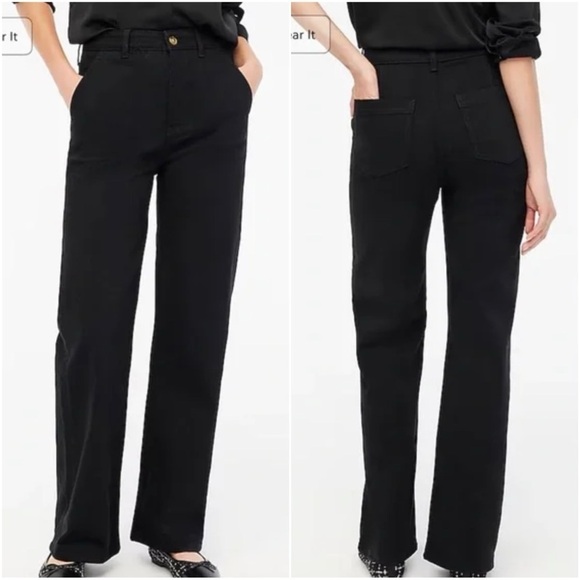 J. Crew Factory Jeans Petite Wide-Leg Denim Trouser Pant Black 29P NWT New - Picture 1 of 11